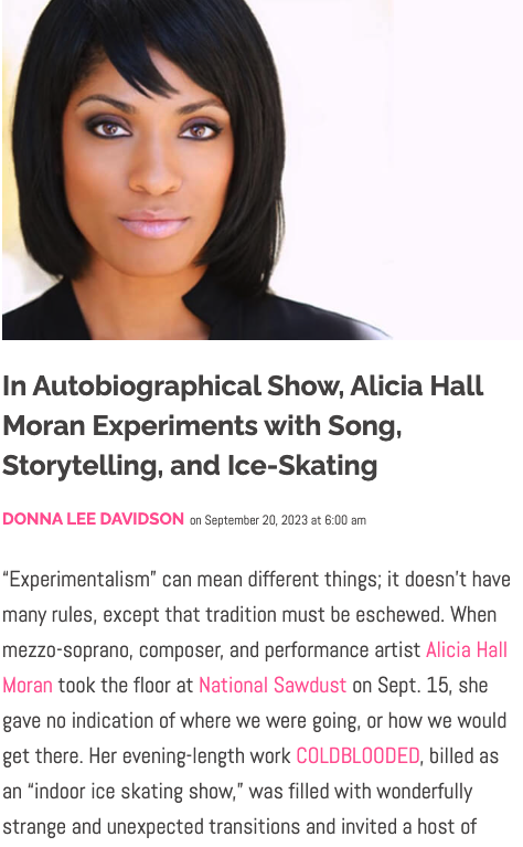 In Autobiographical Show, Alicia Hall Moran Experiments with Song, Storytelling, and Ice-Skating
